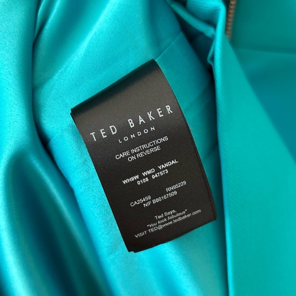 Ted Baker London Yandal Asymmetrical Shoulder Cutout Bodycon Dress in Turquoise - Picture 8 of 8